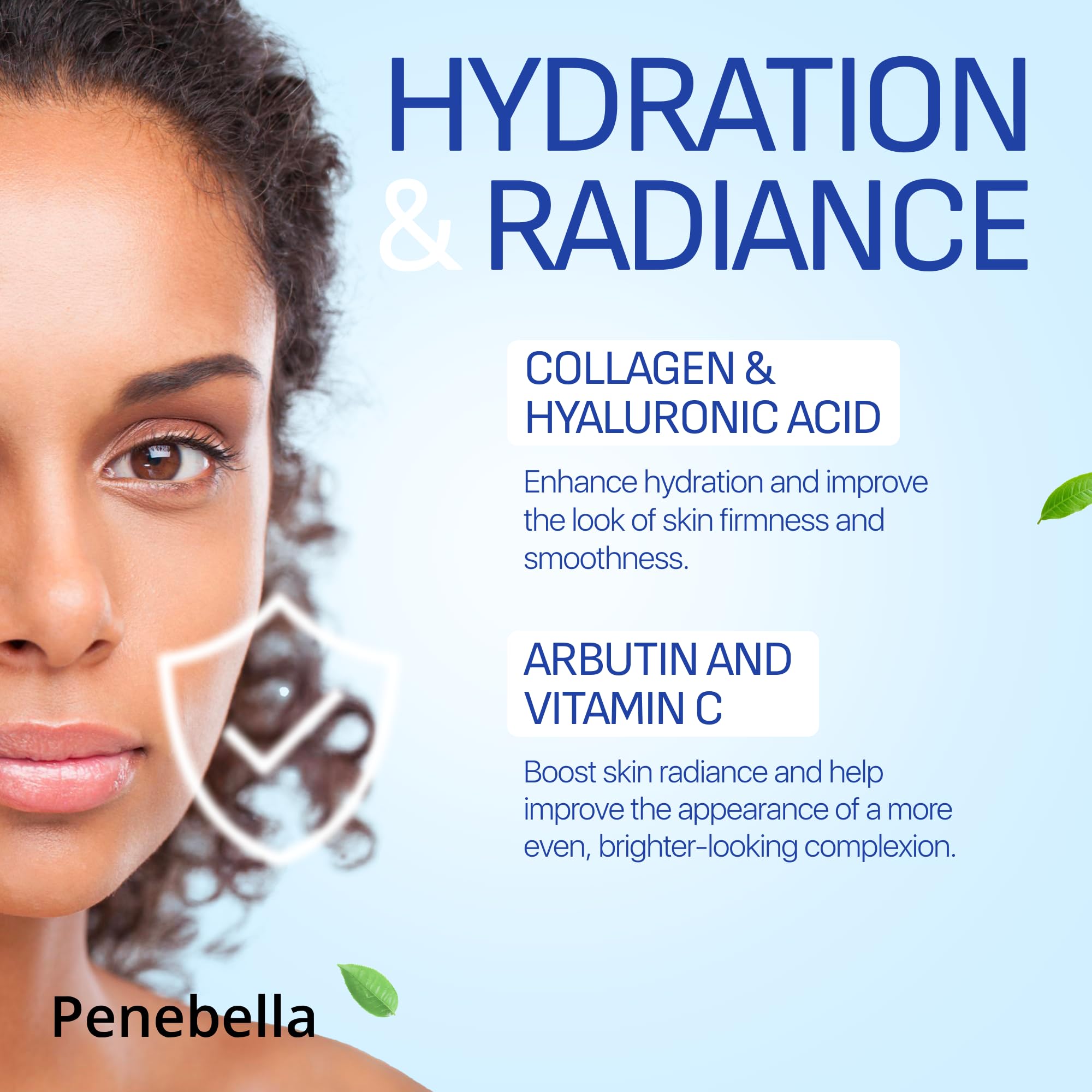 PENEBELLA: ingredientes clave como colágeno y ácido hialurónico para hidratación.