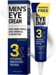 Penebella eye cream application under eye for smoother skin and reduced puffiness.