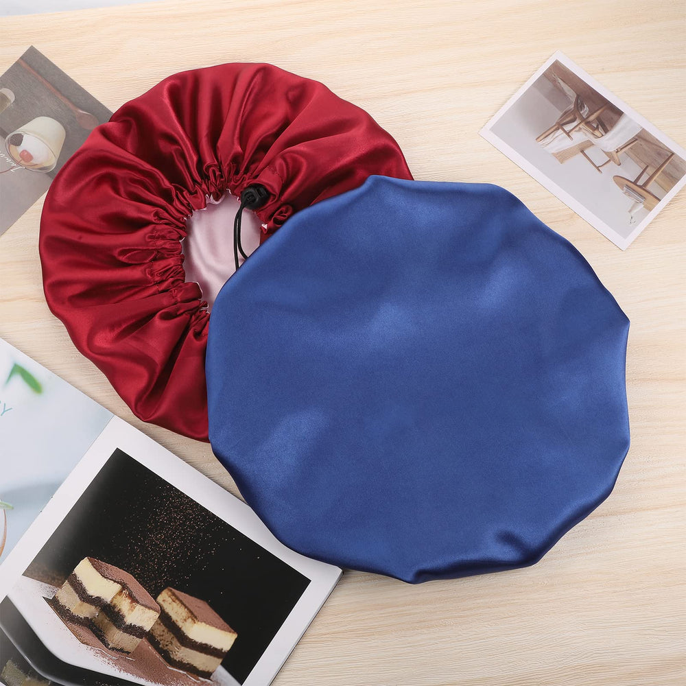 Pengxiaomei satin bonnet adjustable-elastic provides a secure, slip-free fit.