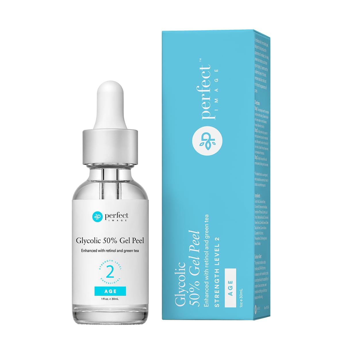 Perfect Image Glycolic Acid 50% gel peel bottle ready for professional exfoliation.