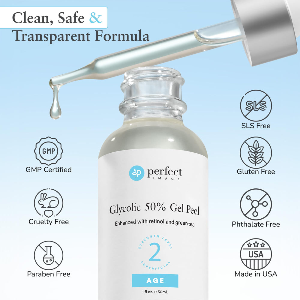 Perfect Image Glycolic Acid 50% gel peel dispense demonstrates controlled release.