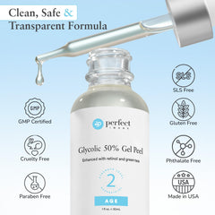 Perfect Image Glycolic Acid 50% gel peel dispense demonstrates controlled release.