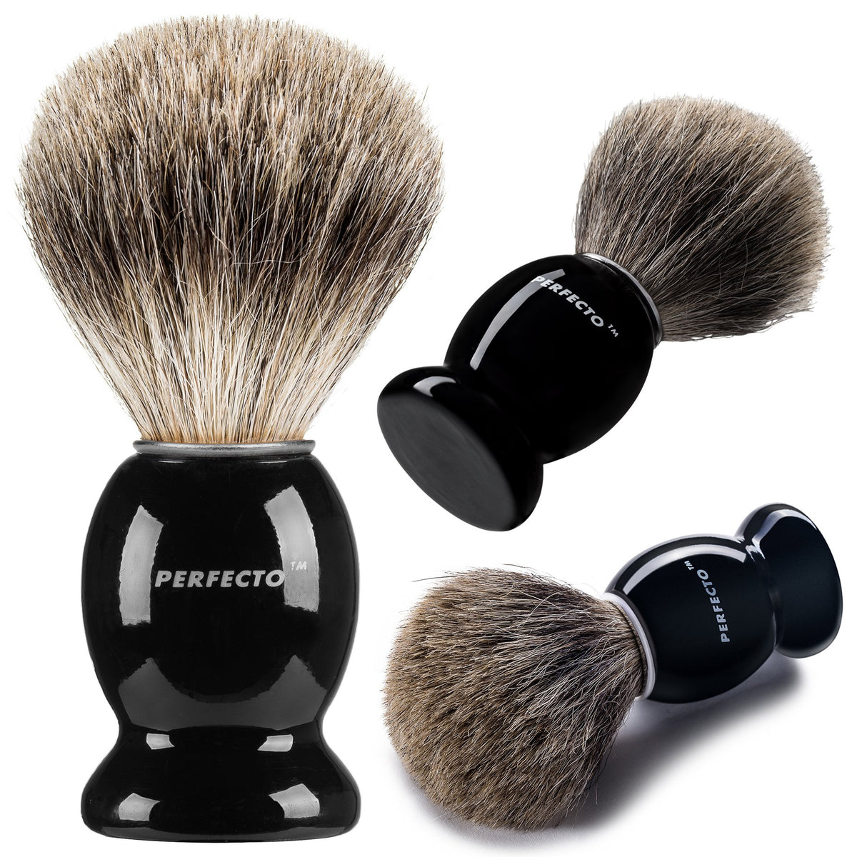 Perfecto badger shaving brush with soft bristles for a luxurious lather