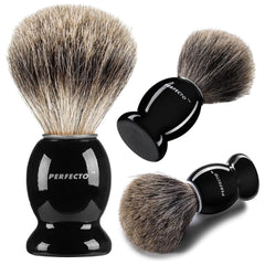 Perfecto barber-grade shaving brush distributes cream evenly for precise grooming.