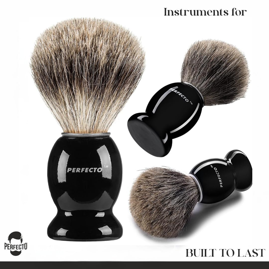 Perfecto durable-synthetic shaving brush built to last through daily use.