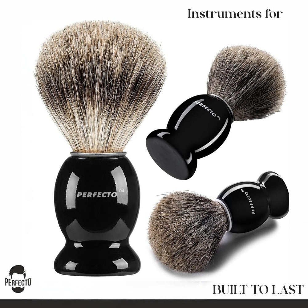 Perfecto durable-synthetic shaving brush built to last through daily use.