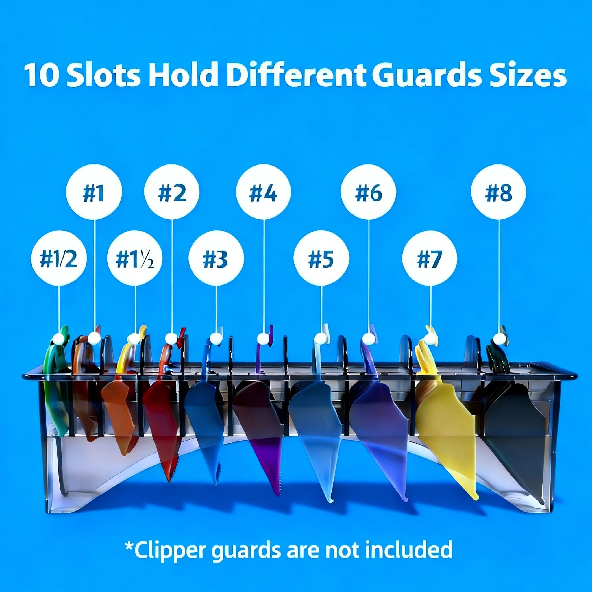 Perfitech guard holder displays guards in order for fast selection.
