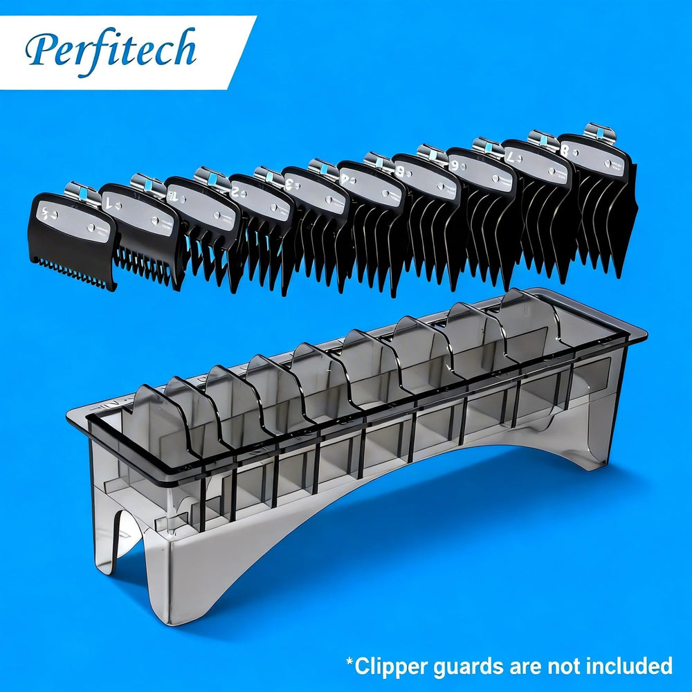 Perfitech clipper guard holder has a stable base reducing tipping during use.