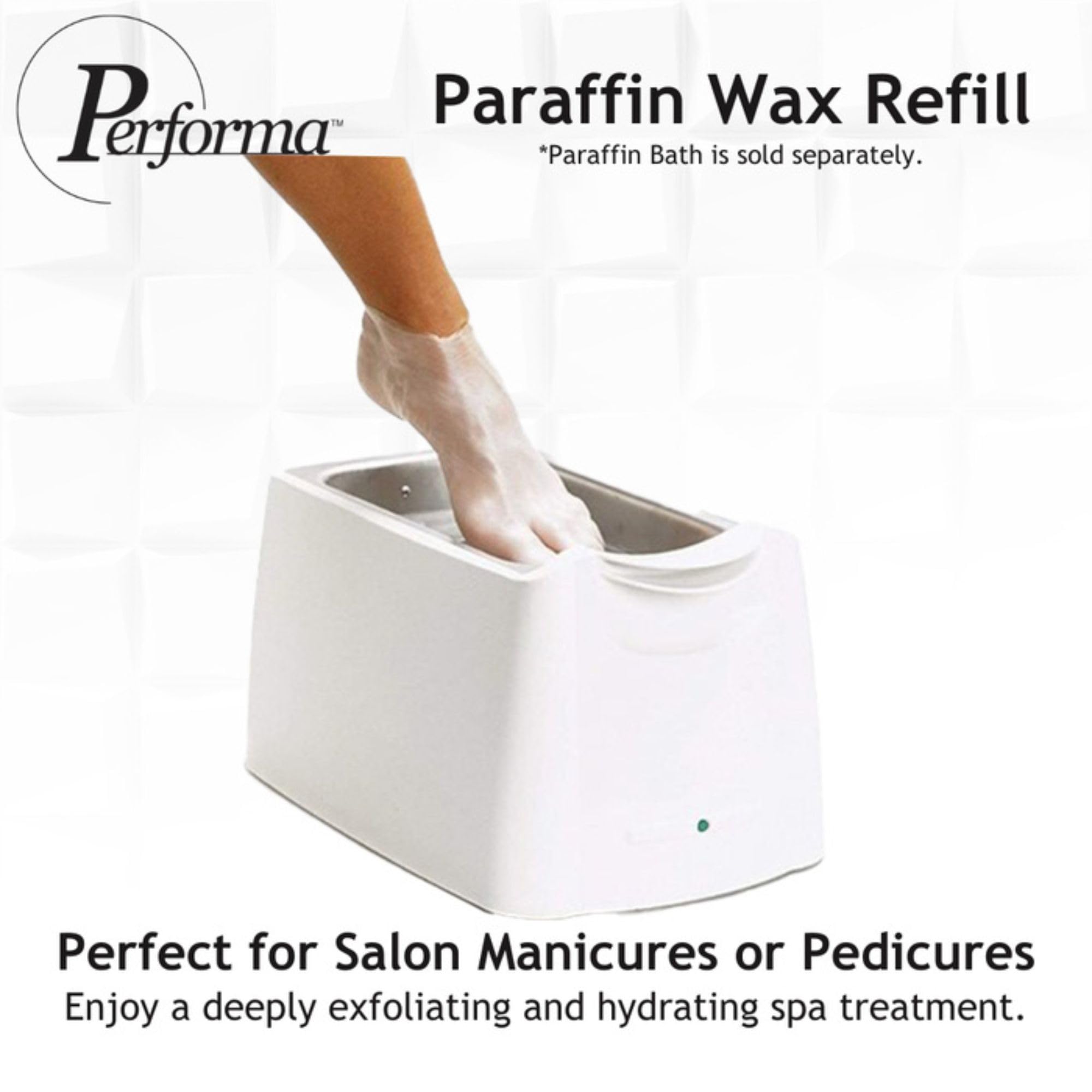 Performa paraffin wax refill in bath setup for gentle warm therapy.