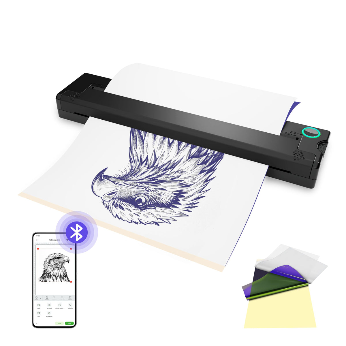 PeriPage P90 front view shows compact, portable stencil printing on the go.