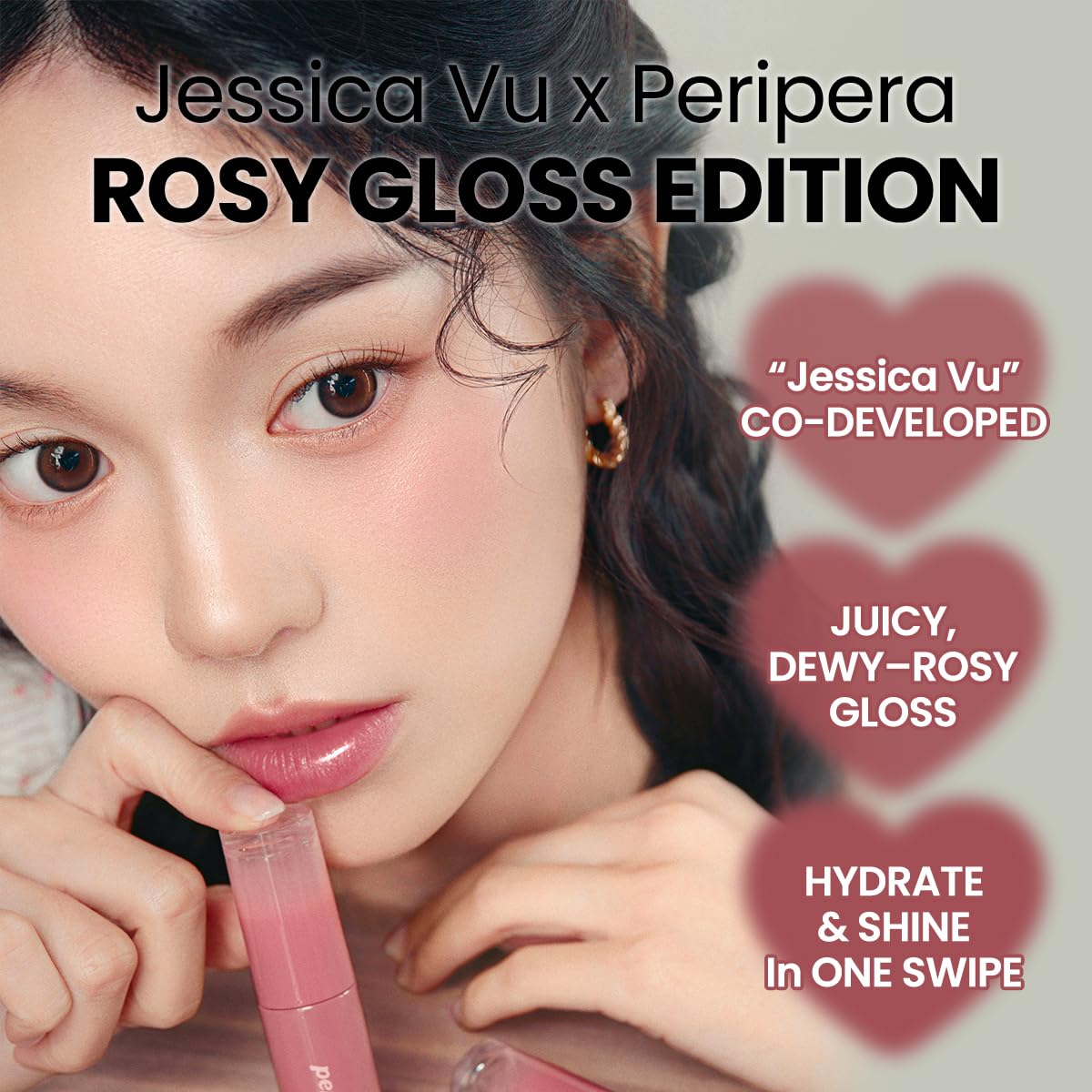 Peripera Ink Mood Glowy Tint liquid swirl swatch for luminous color on lips