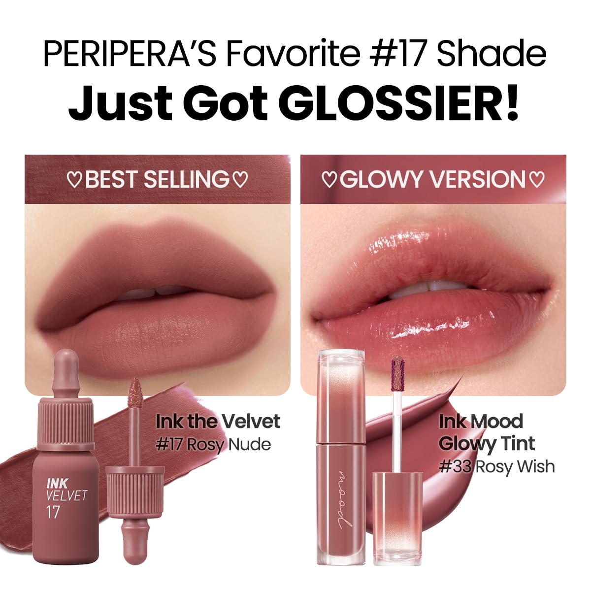 Peripera Ink Mood Glowy Tint on lips with a glossy plump finish