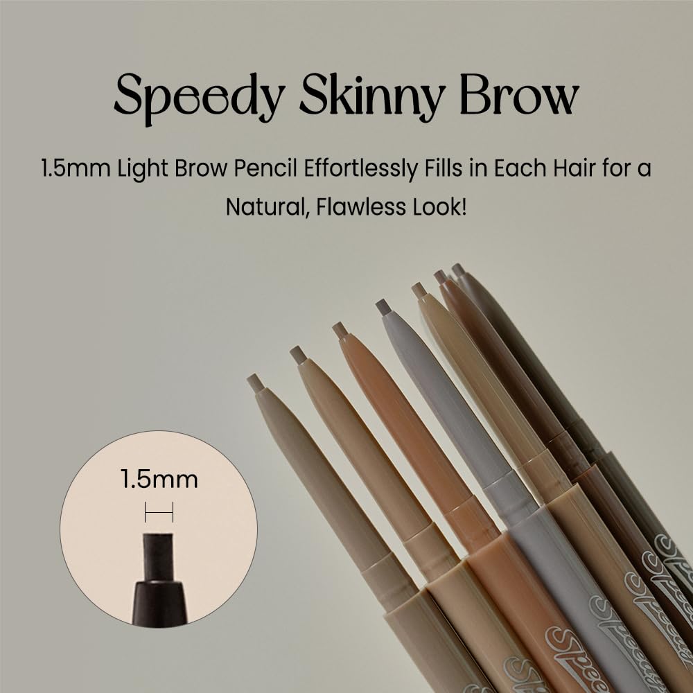 Peripera Speedy Skinny Brow sin grumos, aplicación suave y uniforme.