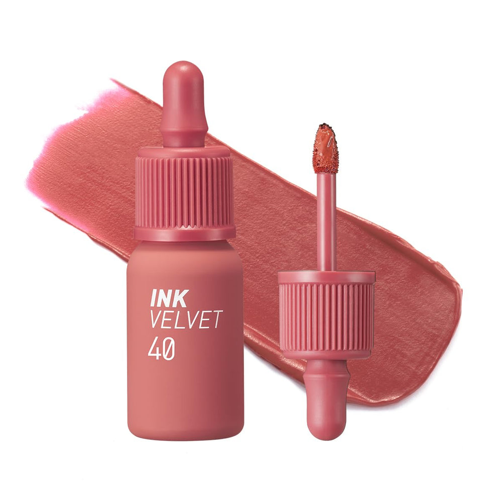Peripera Ink the Velvet Lip Tint 040 Calm Rosy muestra color intenso y uniforme