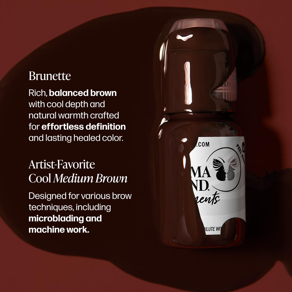 Perma Blend Brunette eyeliner pigment closeup highlights precise line work.