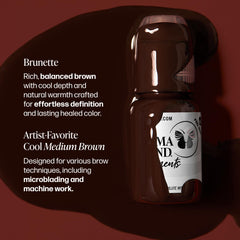Perma Blend Brunette eyeliner pigment closeup highlights precise line work.