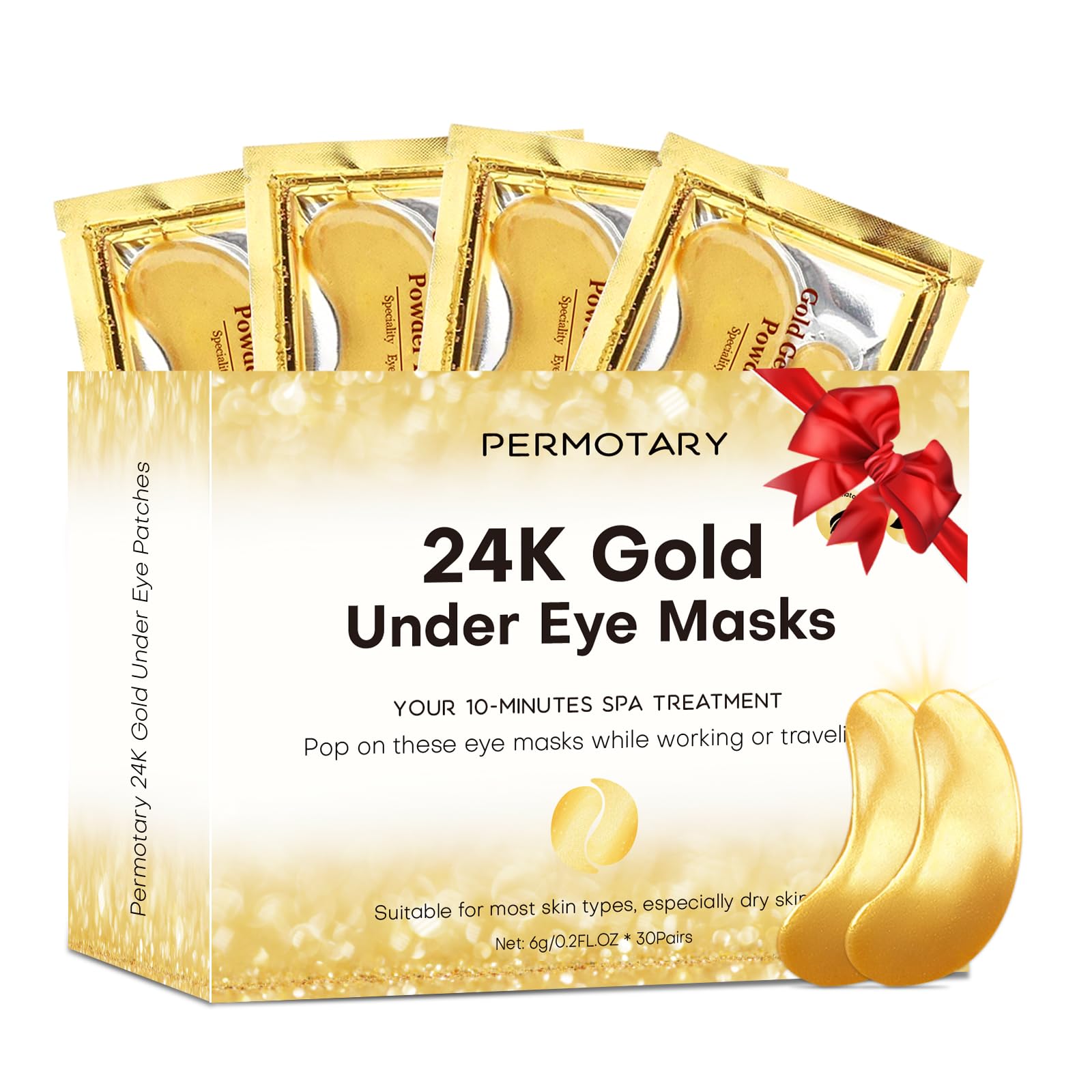 Permotary parches ojos gel cristal para hidratación profunda y elasticidad
