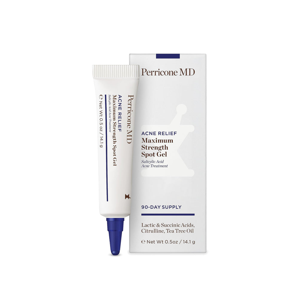 Perricone MD Acne Relief Gel, aplicación localizada sobre manchas para control de brotes.