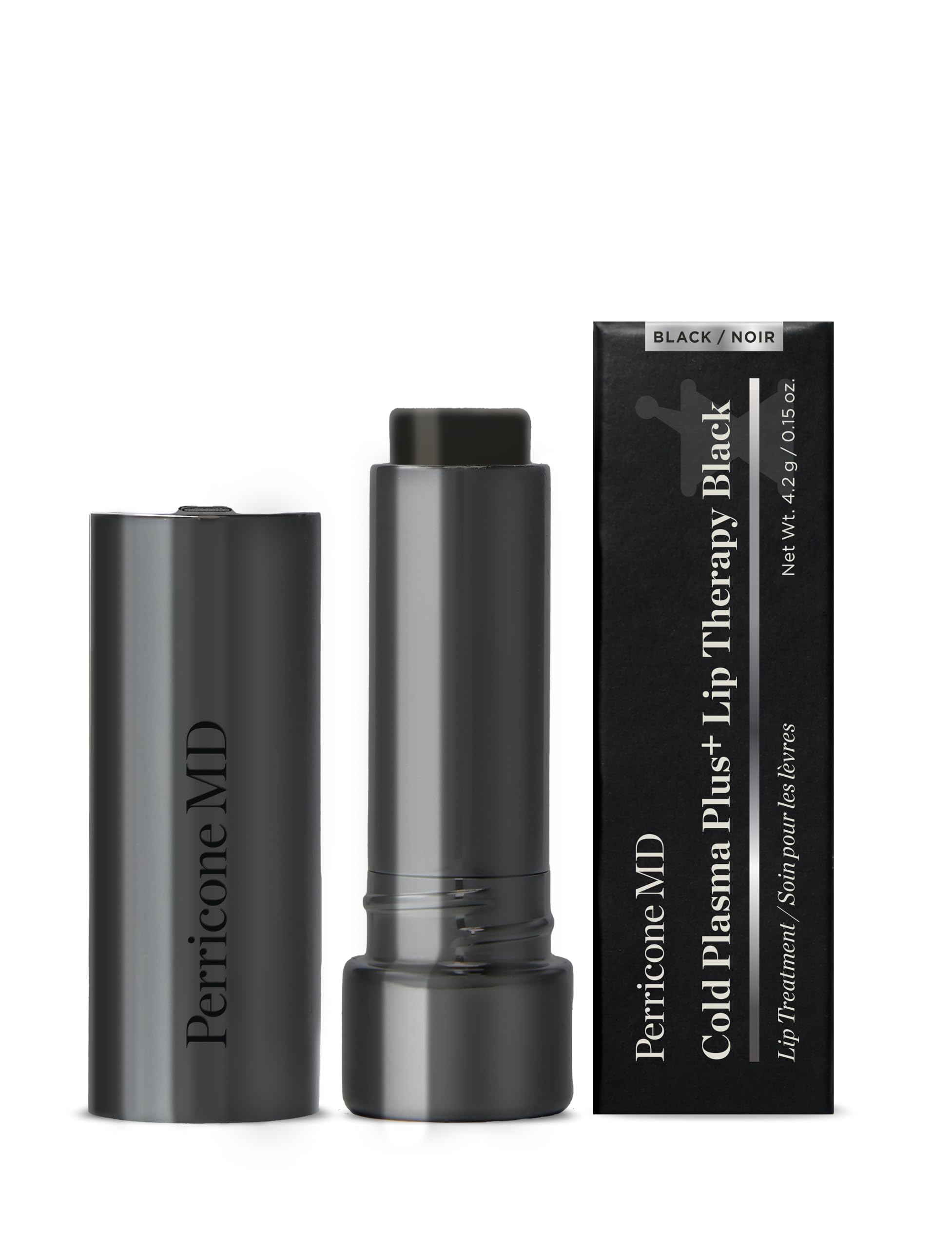 Perricone MD Lip Therapy Black application demonstrates moisturizing lip care.
