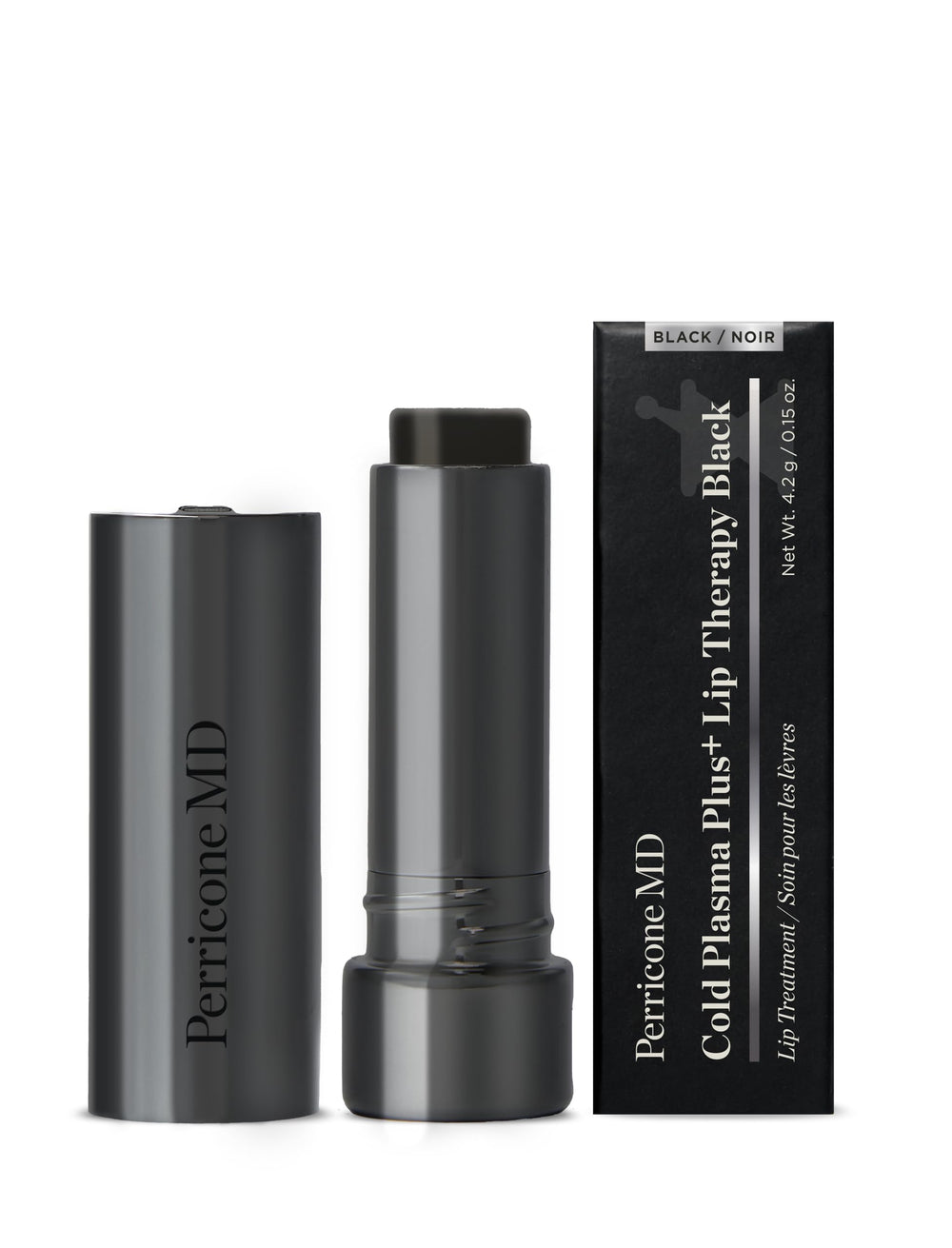 Perricone MD Lip Therapy Black application demonstrates moisturizing lip care.