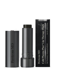 Perricone MD Lip Therapy Black application demonstrates moisturizing lip care.