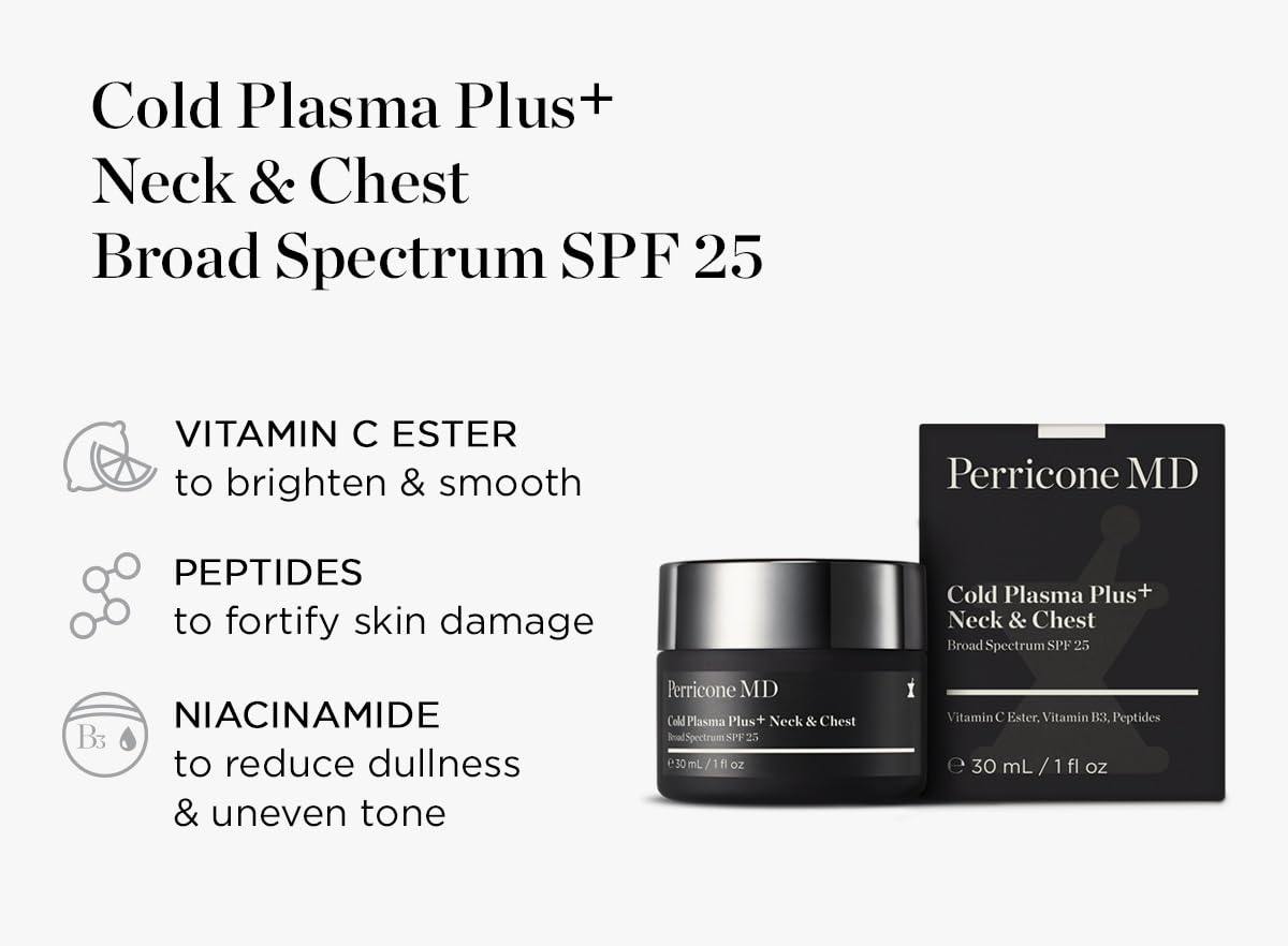 Perricone MD neck-chest cream positioned to emphasize firming benefits