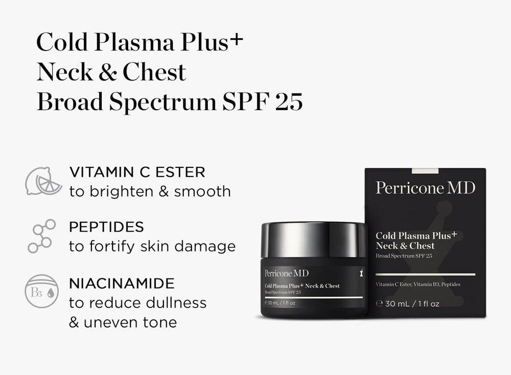 Perricone MD neck-chest cream positioned to emphasize firming benefits