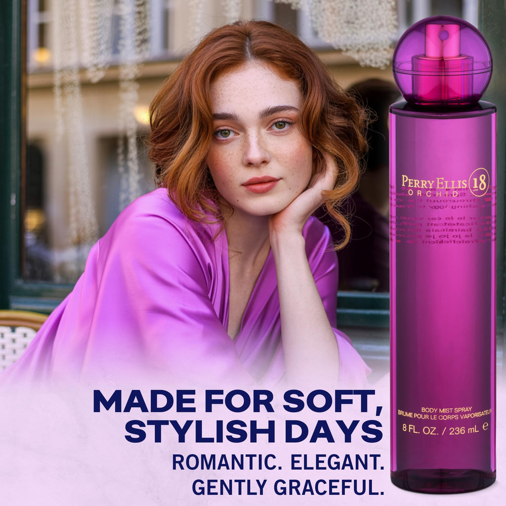 Perry Ellis 18 Orchid flowers ensemble shows fresh feminine aroma