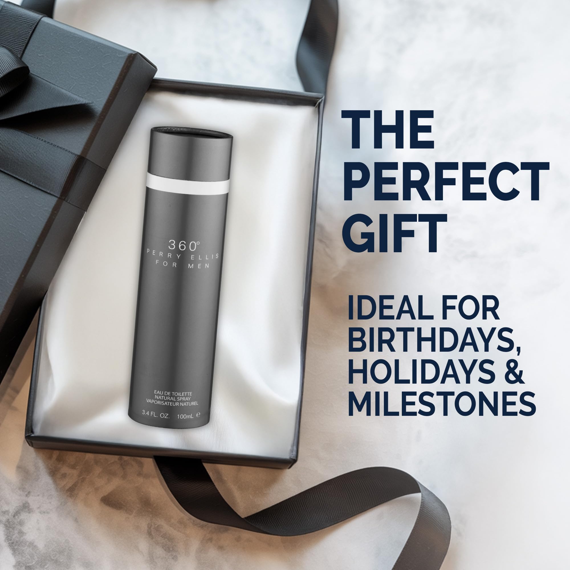 Perry Ellis 360° bottle on dresser suggests versatile everyday fragrance