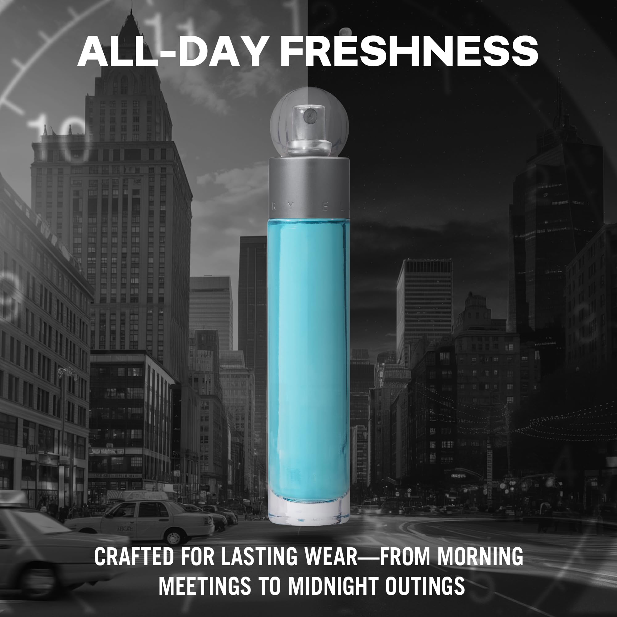 Perry Ellis 360° cap detail emphasizes refined packaging and masculine aesthetics
