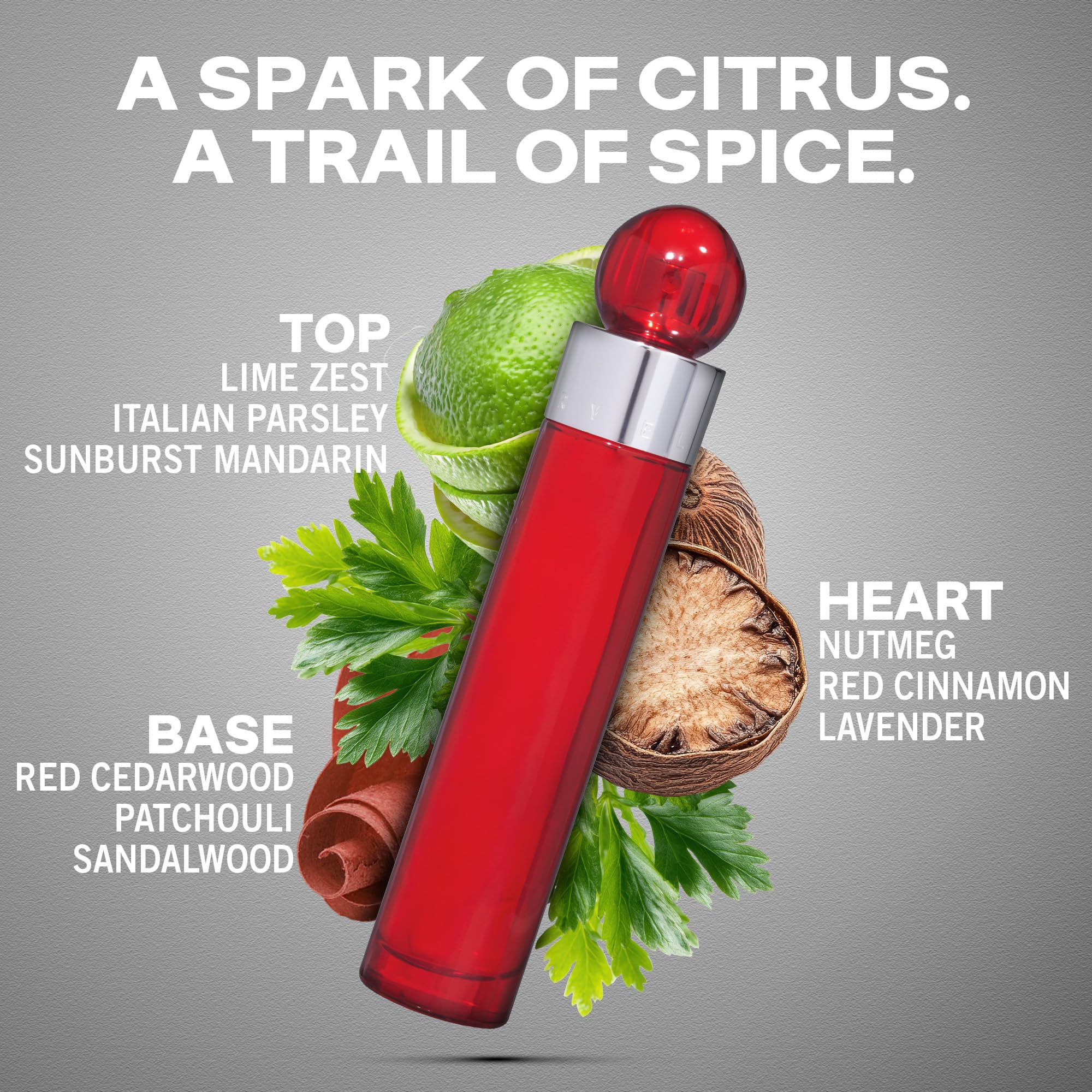 Perry Ellis 360 Red bottle side view shows sleek profile for versatile occasions.