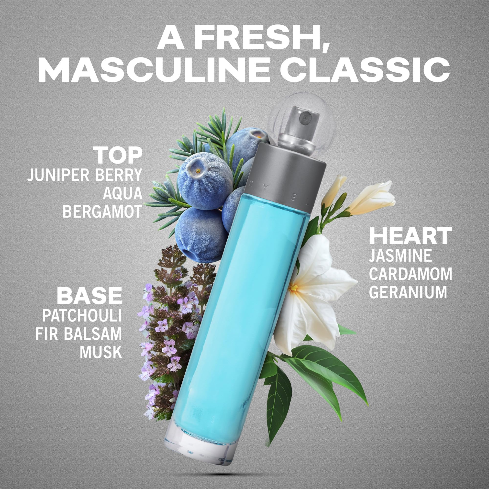 Perry Ellis 360° spray action shown for easy application.