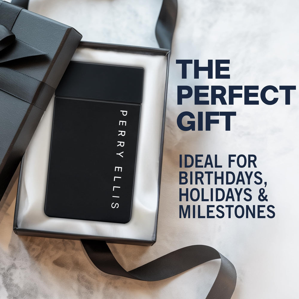 Perry Ellis Midnight packaging box and bottle shown for premium gifting appeal.