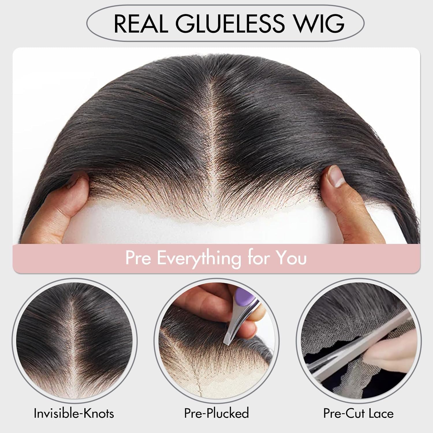 Perselene glueless bob wig back view with seamless scalp blend