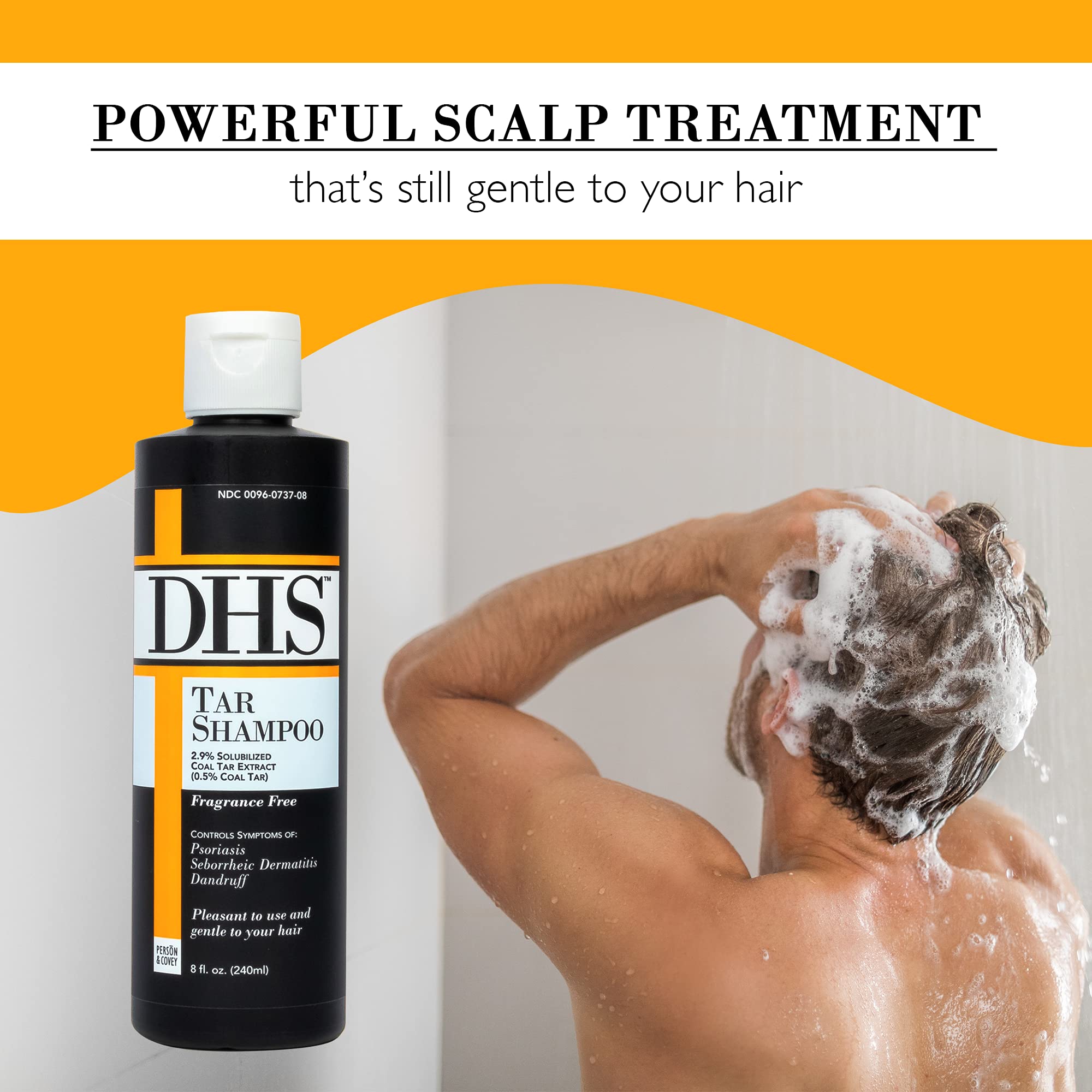 Espuma cremosa de DHS Tar Shampoo facilita el lavado sin irritar la piel.