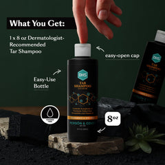 Person & Covey DHS Tar Shampoo textura suave durante la limpieza.