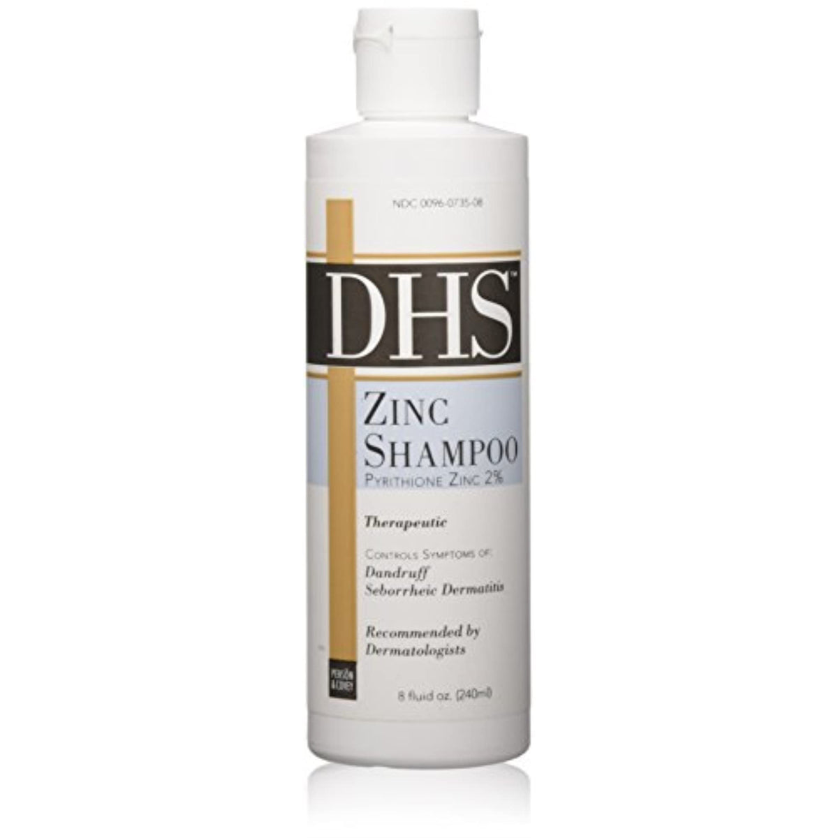 Person & Covey DHS Zinc Shampoo, botella, alivio prolongado de caspa y dermatitis.