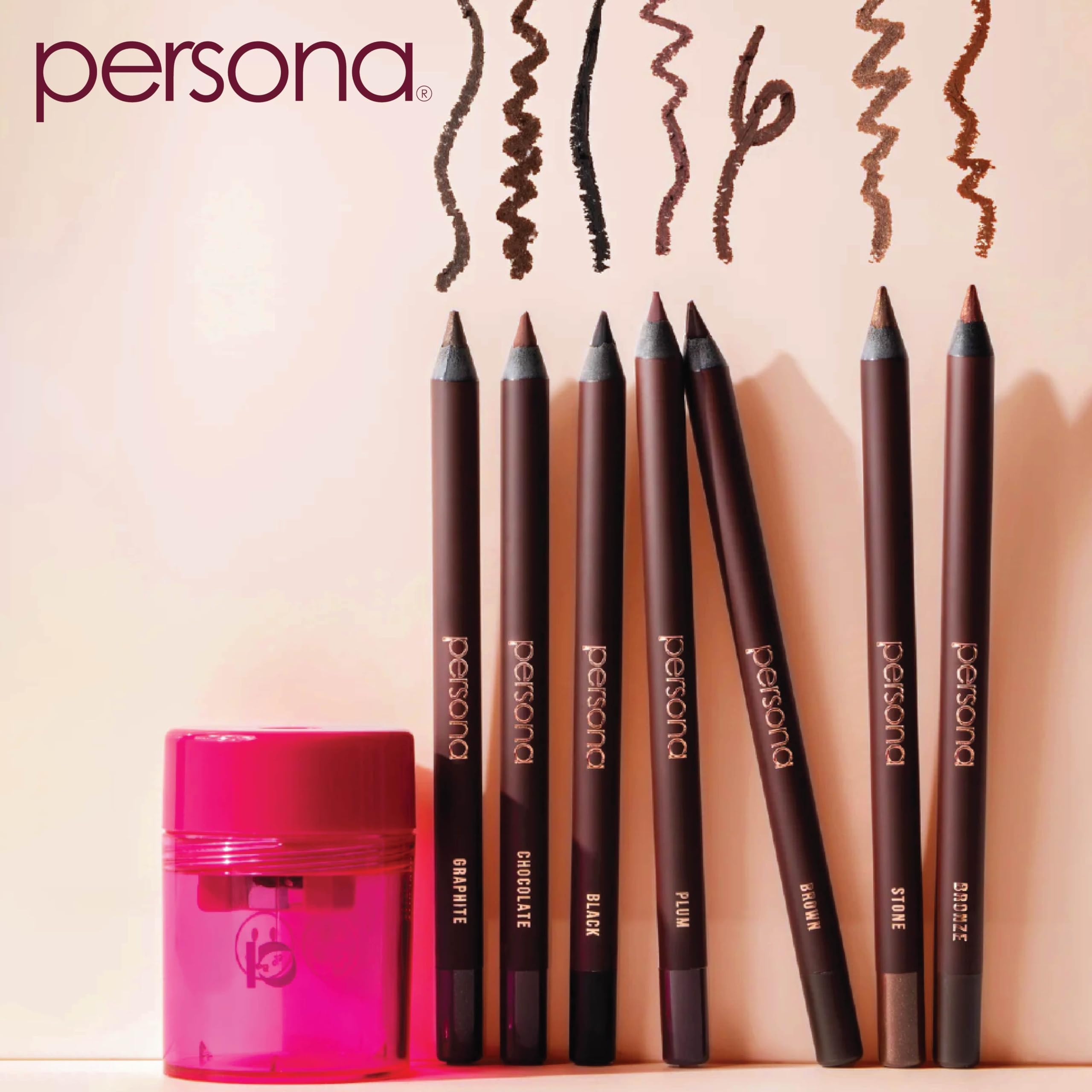 PERSONA 24HR Plum Eyeliner Pencil applied along lower lash line for definition.