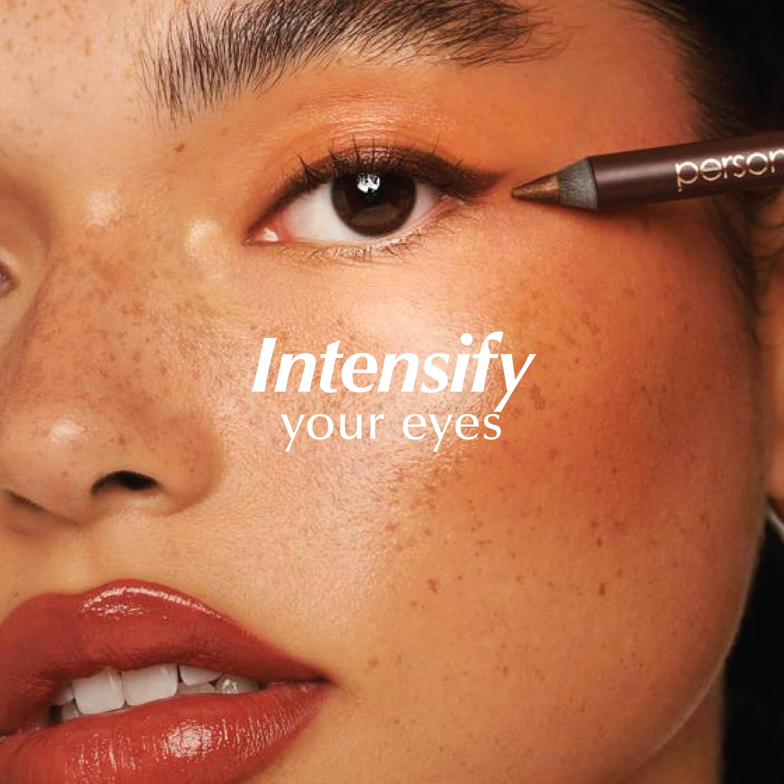 PERSONA 24HR Stone Waterproof Eyeliner Pencil applying along lash line with smooth control.