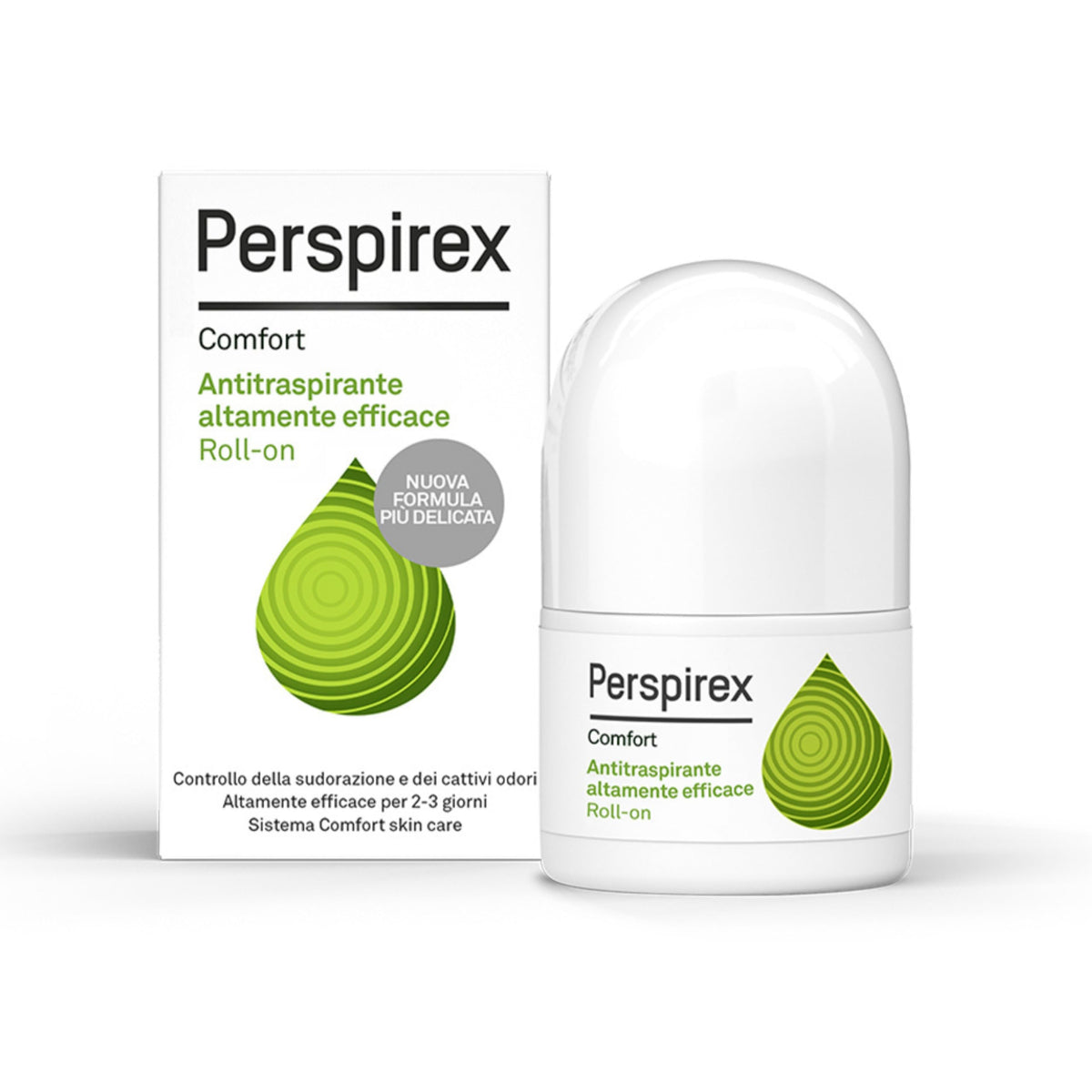 PerspireX Comfort Roll-On 20 ml: botella compacta para protección antiperspirante duradera.