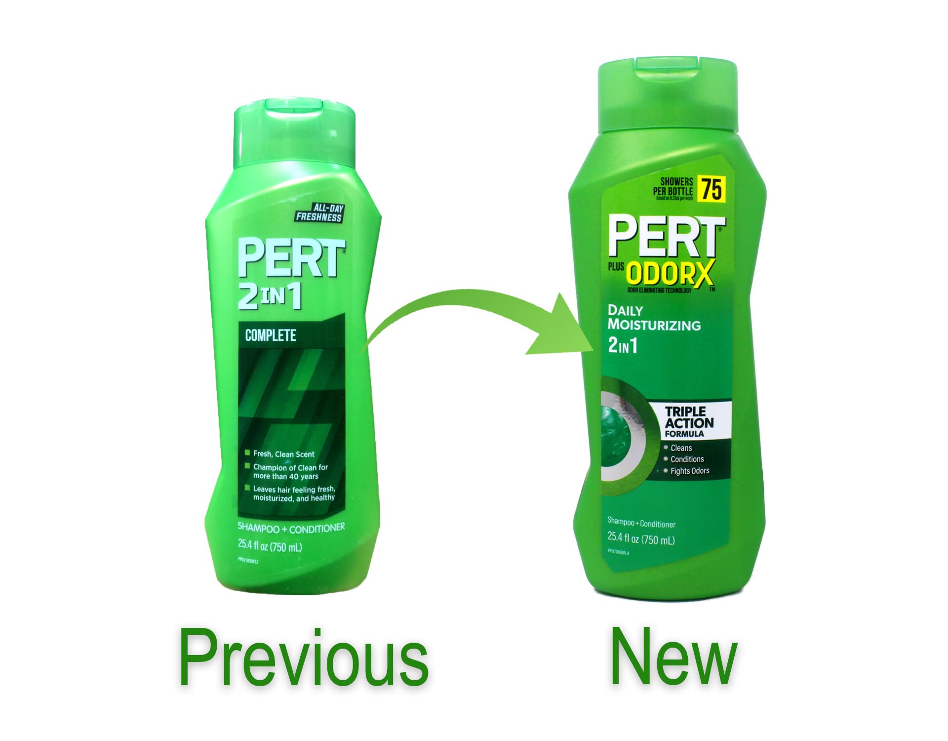 Pert 2-in-1 Complete Clean Shampoo close-up showcases healthy hair daily