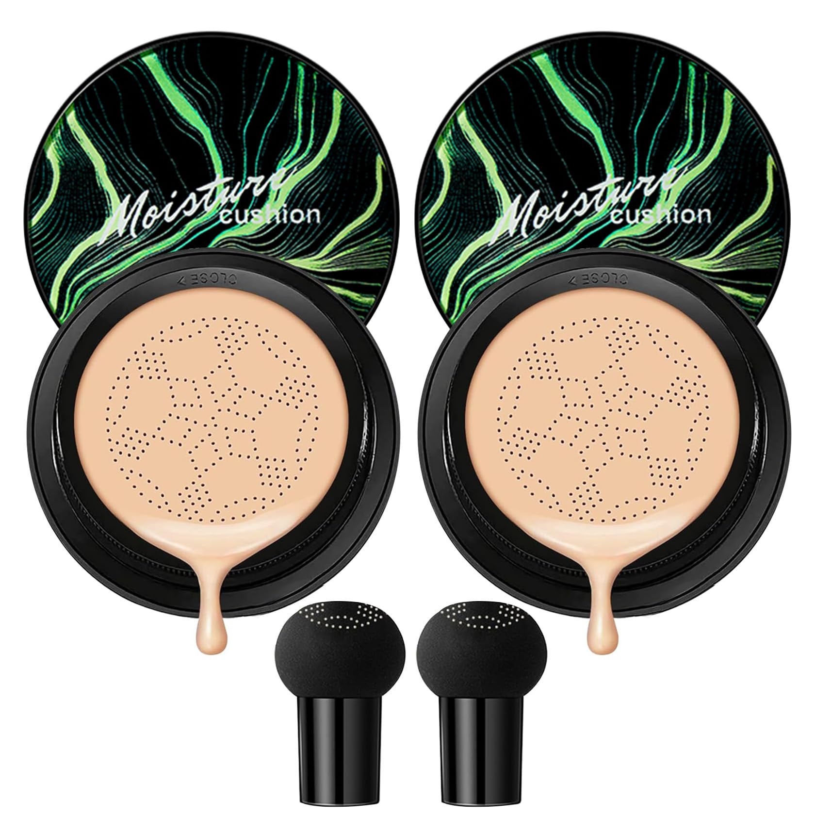 PERVALA 2Pcs Mushroom Head Air Cushion CC Cream packaging close-up showing natural finish.