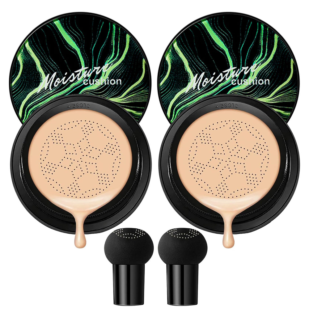 PERVALA 2Pcs Mushroom Head Air Cushion CC Cream packaging close-up showing natural finish.