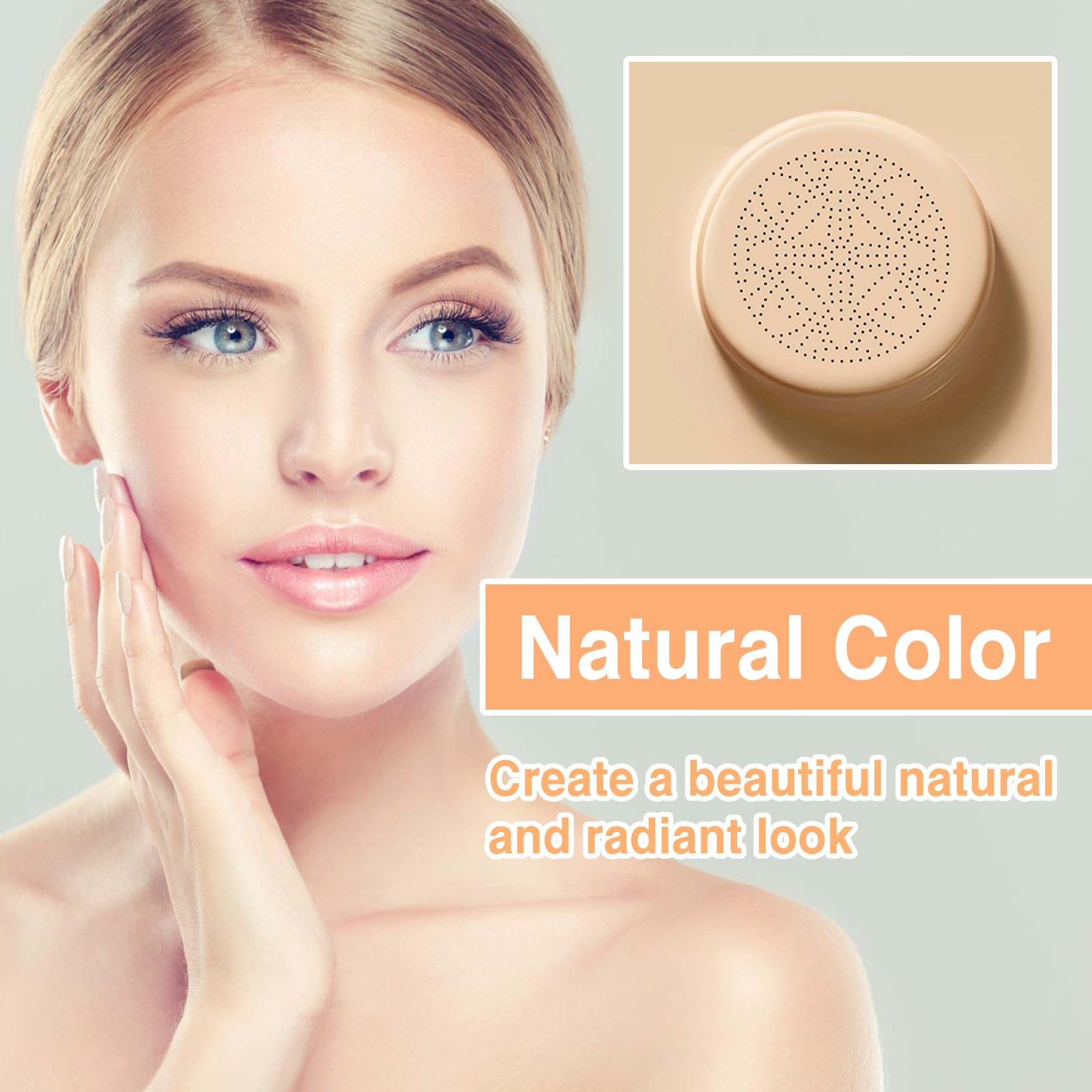 PERVALA cushion foundation application method demonstrated with mushroom head.