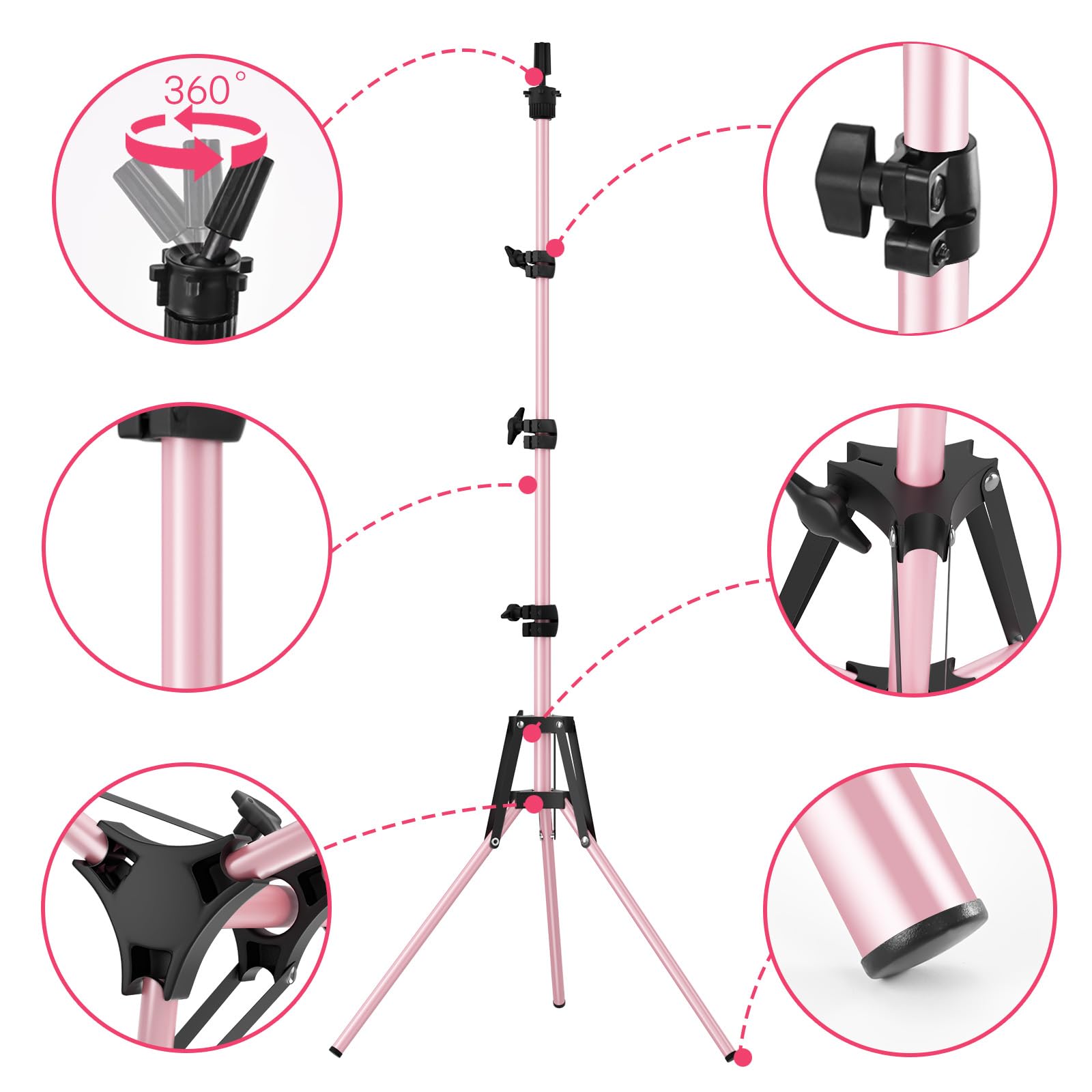 Pet Baby foldable mannequin head stand in compact form for easy transport.