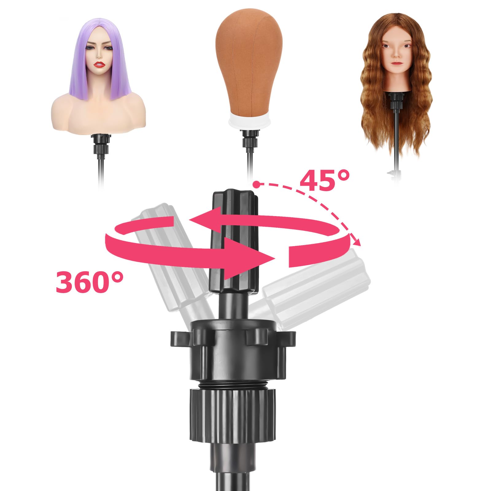Pet Baby high-quality metal wig stand compatible with most mannequin heads.