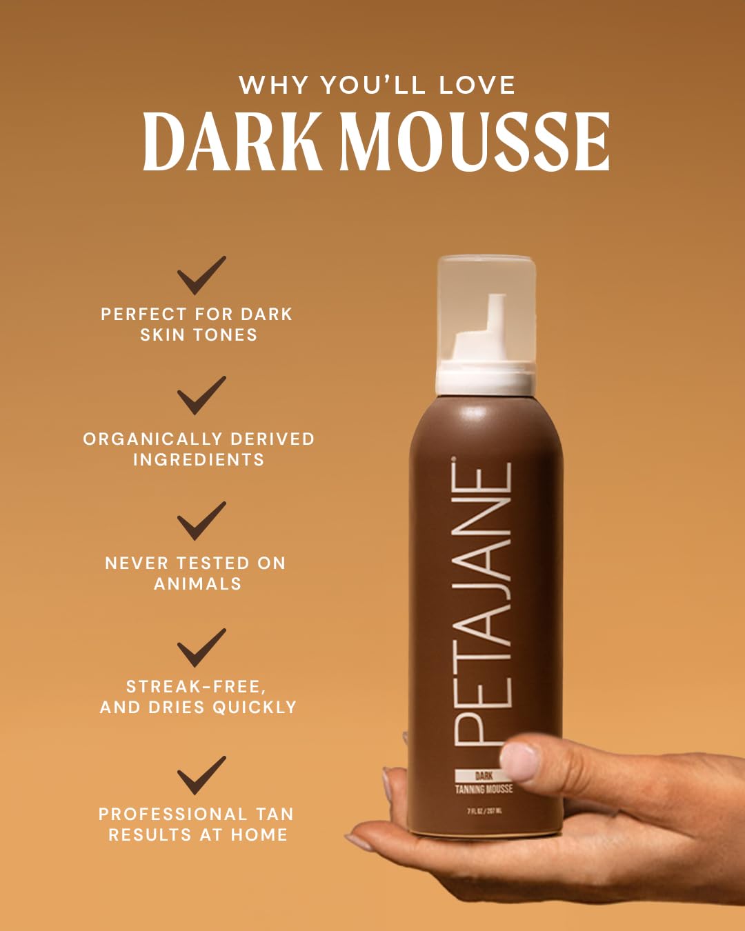 Peta Jane mousse application scene showing even coverage for a smooth tan.