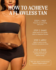 Peta Jane tanning mitt with mousse enables uniform application and prevents staining.
