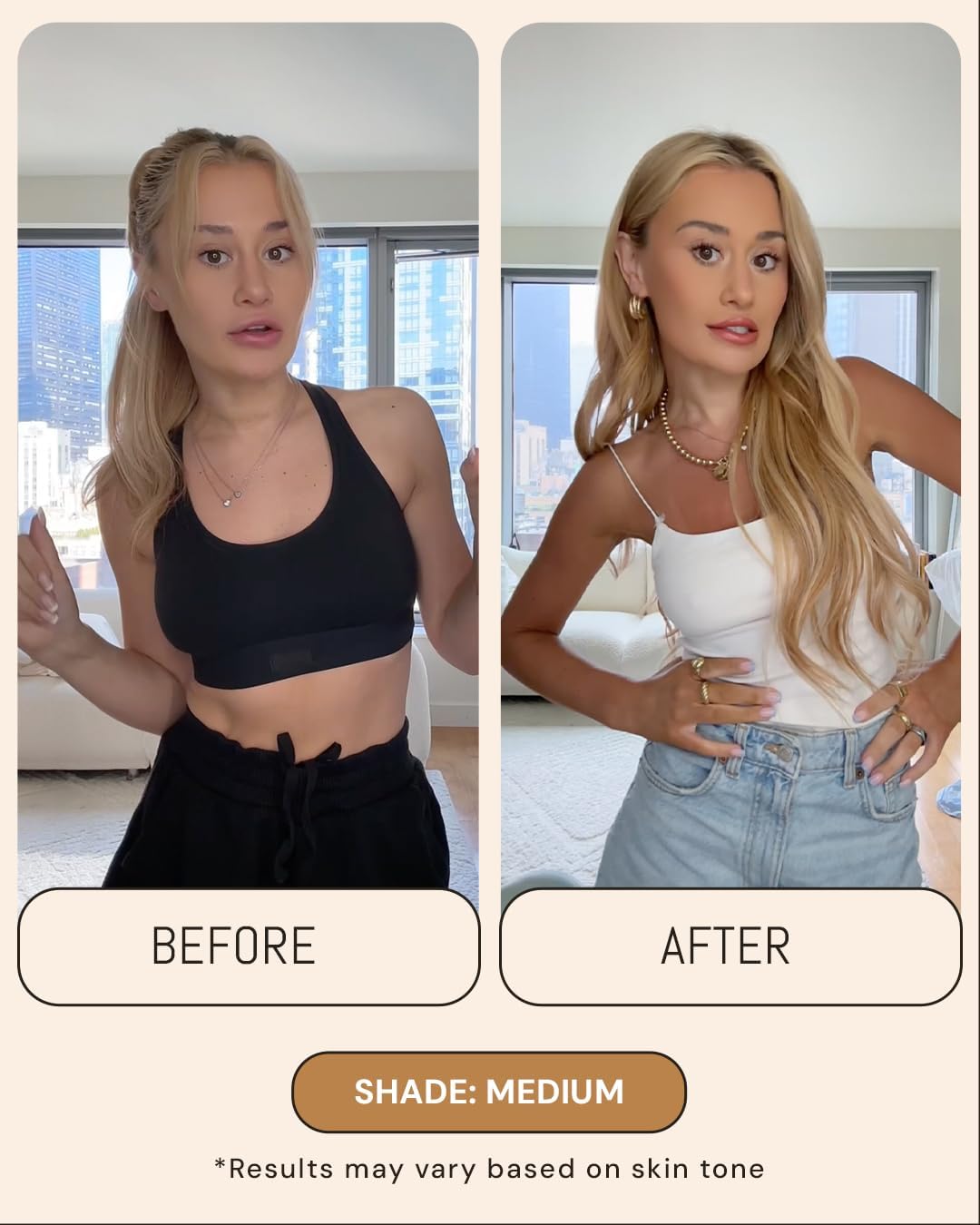 Peta Jane buildable color allows customizable tan depth.