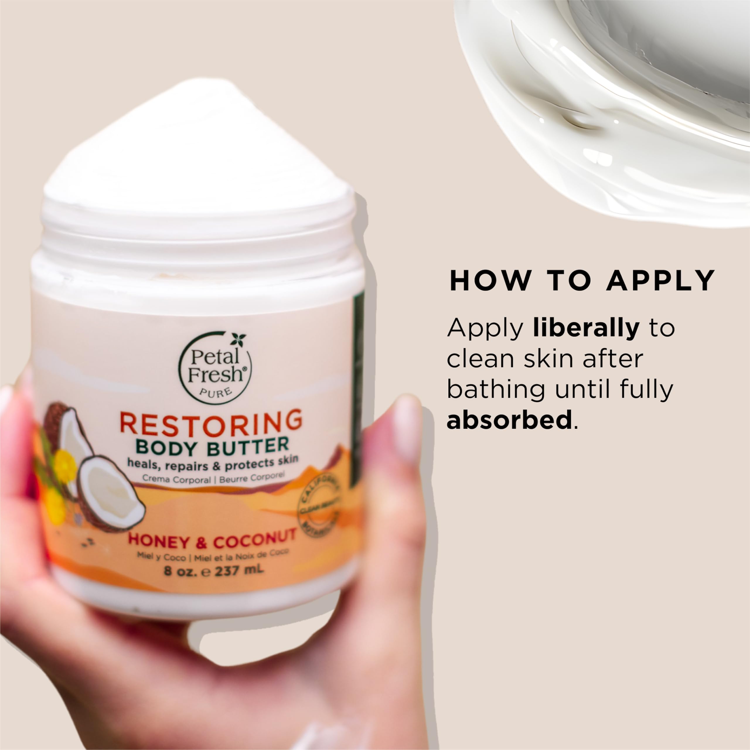 Petal Fresh Pure Restoring Body Butter natural ingredients for a clean beauty experience.